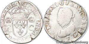 S4151 Rare France Teston Ecu France 2 C Couronnes Charles 9 1564 F Angers Silver