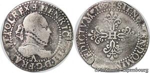 S4152 Rare France Demi-Franc Henri III Au col Gaufré 1587 A Paris Silver >M Offer