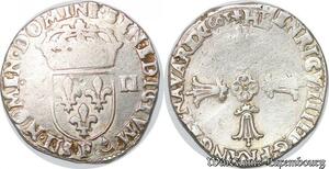 S4153 Rare France 1/4 écu Henri IV 1605 F Angers Silver Frappe Médaille Double Frappe