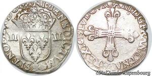 S4164 Rare France 1/4 écu Croix de face Louis XIII 1613 9 Rennes Silver - Faire Offre