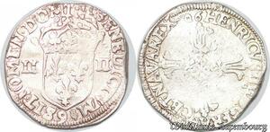 S4170 Rare France 1/4 écu Flotté Double Frappe Henri IV Le Grand 1606 9 Rennes Silver