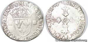 S4172 Rare France 1/4 écu Croix feuillue de face Henri IV 1603 K Bordeaux Silver