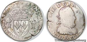 S4185 Rare France Teston Henri III Buste col plat laure barbu à droite A Paris Silver