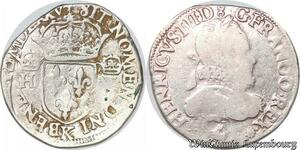 S4186 Rare France Teston Henri III Buste col plat laure barbu 1575 K Bordeaux Silver