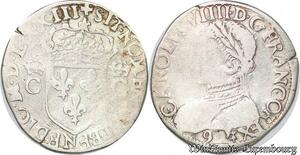 S4191 Rare France Demi Teston 2ème type Charles IX 1573 9 Rennes Silver - Faire Offre