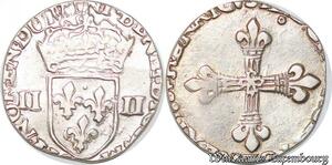 S4194 Rare France 1/4 écu Henri III Croix de face Argent Silver - Faire Offre