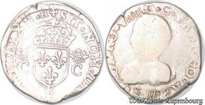 S4197 Rare France Teston 2e type Charles IX 1563 K Bordeaux Argent Silver