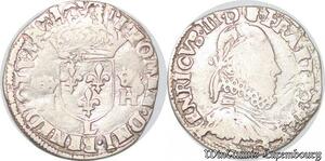 S4198 Rare France 1/2 Teston Henri III 3ème type Buste au col plat L Bayonne Silver