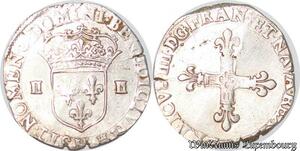 S4202 Rare France 1/4 écu Henri III H La Rochelle Argent Silver - Faire Offre