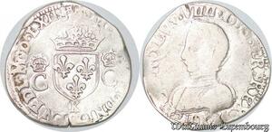 S4205 Rare France Teston 2e type Charles IX 1562 K Bordeaux Silver Frappe Médaille