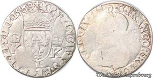 S4206 Rare Teston 4ème type Charles IX 1568 L Bayonne Argent Silver