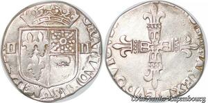 S4209 Rare France 1/4 d'Ecu de Béarn Louis Croix de Face Argent Silver - Faire Offre