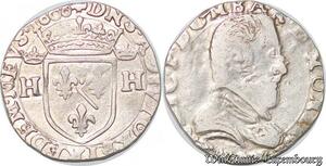 S4215 Rare France Dombes Teston 2e type Henri II de MontpensI 1606 ou 1608