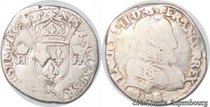 S4217 Rare France Teston tête nue 3e type Henri II Buste laur droite 1558 K Bordeaux