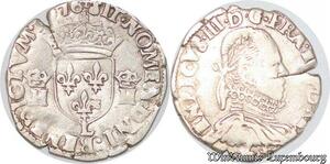 S4222 Rare France 1/2 Teston 3ème type Henri III Buste col plat 1576 L Bayonne Silver