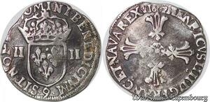 S4225 Rare France 1/4 Ecu Henri IV Croix Feuillue 1602 9 Rennes Silver >M offer