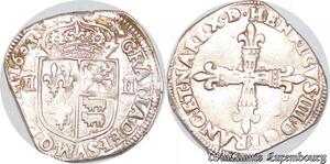 S4227 Rare France 1/4 Ecu Béarn Henri IV Croix 1603 Vachette Pau Silver - Faire Offre