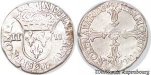 S4229 Rare France 1/4 Ecu Croix feuillue Henri IV 1605 9 Rennes Silver - Faire Offre