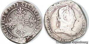 S4231 Rare Franc Col Plat Croix H Henri III 1577 B Rouen Silver ->M Offer