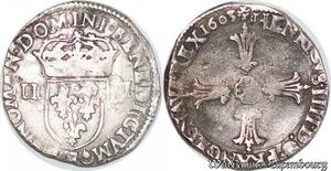 S4234 Rare France 1/4 Ecu Croix Feuillue Henri IV 1603 F Angers Silver >M offer