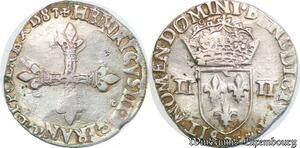 S4236 Rare France 1/4 Ecu Croix Feuillue Henri III 1587 9 Rennes Silver >M offer