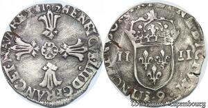 S4238 Rare France 1/4 Ecu Croix Feuillue Henri IV 1602 9 Rennes Silver >M offer