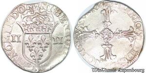 S4240 Rare France 1/4 Ecu Croix Feuillue Henri IV 1607 9 Rennes Silver SUP >M offer