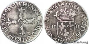 S4243 Rare France 1/4 Ecu Croix Feuillue Henri IV 1590 K Bordeaux Silver >M offer