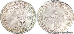 S4245 Rare France 1/4 Ecu Croix Feuillue Henri IV 1599 T Nantes Silver Frappe Médaille