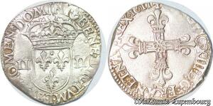 S4247 Rare France 1/4 Ecu Croix De Face Louis XIII 1611 T Nantes Silver SUP >M offer