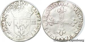 S4249 Rare France 1/8 Ecu Croix De Face Henri III 1579 9 Rennes Silver ->M offer