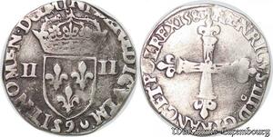 S4250 Rare France 1/4 Ecu Croix De Face Henri III 1580 9 Rennes Silver ->M offer