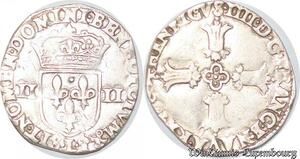 S4255 Rare France 1/4 Ecu Croix Feuillue Henri 1600 L Bayonne Silver - Faire Offre