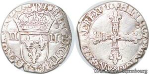 S4256 Rare France 1/4 Ecu Croix De Face Henri III 1586 T Nantes Silver - Faire Offre