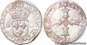S4257 Rare France 1/4 Ecu Croix Feuillue Henri IV 1603 L Bayonne Silver Frappe Medal
