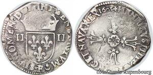 S4260 Rare France 1/4 Ecu Croix Feuillue Henri IV 1603 F Angers Silver - Faire Offre
