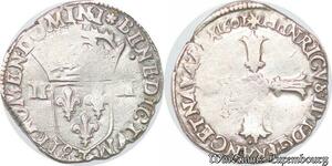 S4262 Rare France 1/4 Ecu Croix Feuillue Henri IV 1601 T Nantes Silver - Faire Offre