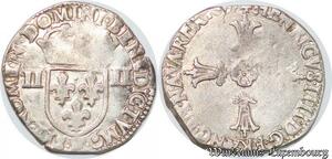 S4288 Rare France 1/4 Ecu Croix Feuillue Henri IV 1607 B Rouen Silver - Faire Offre