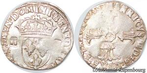 S4295 Rare France 1/4 Ecu Croix Feuillue Henri IV 1587 Silver TTB+++ ->Faire Offre