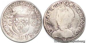 S4298 Rare France Demi Teston Charles IX 1562 H La Rochelle Argent Silver