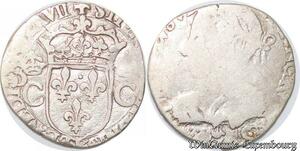 S4306 Rare France Demi Teston Charles IX 1567 T Nantes Argent Silver ->Faire Offre