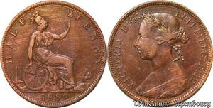 S4348 United Kingdom 1/2 Penny Reine Victoria 1889 AU !