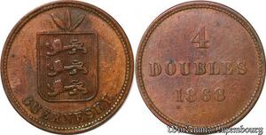 S4350 United Kingdom Guernesey 4 Doubles 1868 - Faire Offre