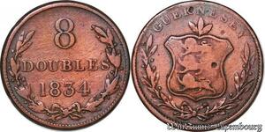 S4353 United Kingdom Guernesey 8 Doubles 1834 - Faire Offre