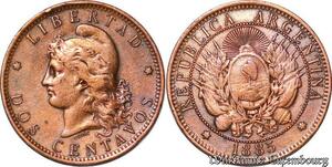 S4360 Argentine 2 Centavos 1885 Libertad XF - Faire Offre