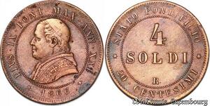 S4372 Vatican Papal States 4 Soldi Pie IX an XXI 1866 R Rome - Faire Offre