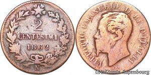 S4375 2 Centesimi Vittorio Emanuele II Roi d'Italy 1862 N Naples - Faire Offre
