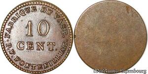 S4384 Rare France 10 Centimes Louis XVIII Uniface Fabrique Vast Fontenilliat SPL