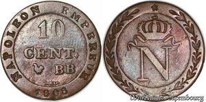 S4385 France 10 Centimes Napoléon I 1808 BB Strasbourg - Faire Offre