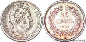 S4395 France 25 Centimes Louis-Philippe 1846 A Paris Argent Silver Superbe
